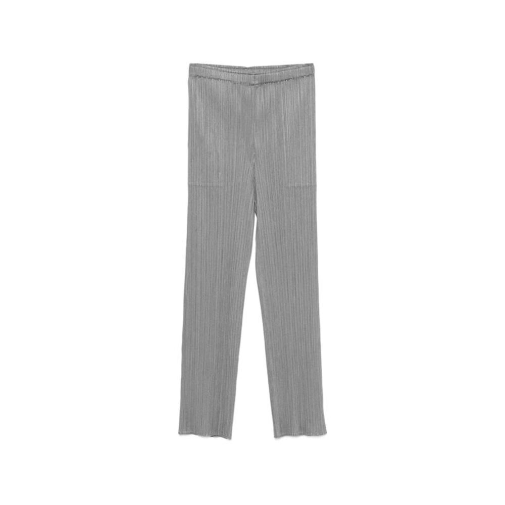 Pleats Please Grey Trousers - Cropped Trousers Women